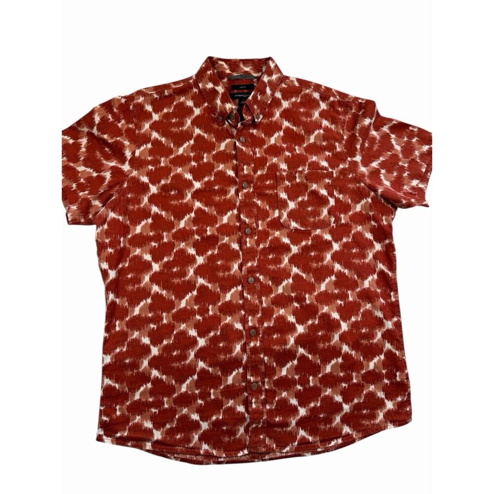 Treasure & Bond Shirt Mens M‎ Red Ikat Linen Cotton Button Up Casual Lightweight